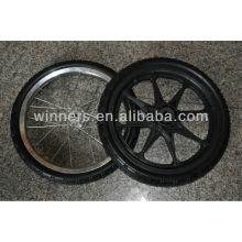 Roda sólida de 16x2.125pu / carrinho de mão com aro de ferro e plástico